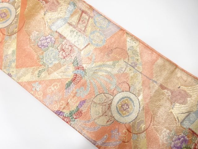 佐賀錦　山鉾に鳳凰・花模様織り出し　袋帯